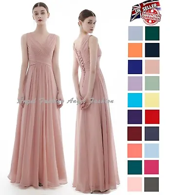 £49.99 • Buy UK A-Line V-neck Floor-Length Chiffon Bridesmaid Dress With Pleated