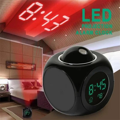 £6.99 • Buy Time Digital LCD Display Temperature Clock LED Projection Voice Alarm Smart UK