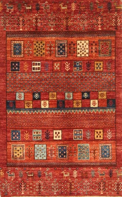 $298.32 • Buy 3 X 4 Ft Red Gabbeh Afghan Hand Knotted Tribal Area Rug