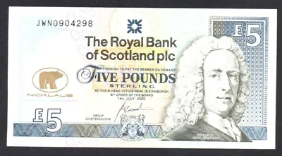 2005 Royal Bank Of Scotland £5 Pounds Banknote JWN 0904--- Jack Nicklaus UNC • £20.87