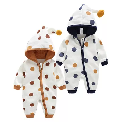Printed Baby Hooded Crawling Cotton Bodysuit • £21.25