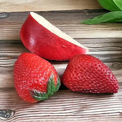 VTG Fridge Magnets Realistic Faux Fruit Food Strawberries & Apple Slice Collect • $27.88