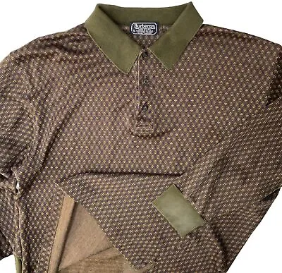 Vintage Burberrys Polo Shirt Long Sleeve 90s Diamond Pattern Retro Men Sz XL USA • $89.99