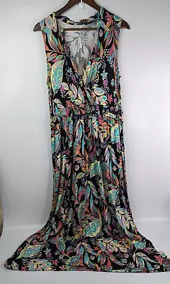 NWT Spense Womens Viscose V-Neck Sleeveless Floral Maxi Dress Size Medium • $14.99