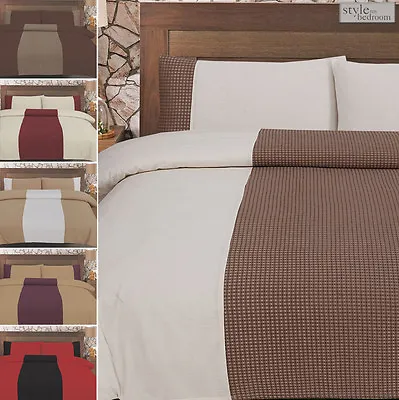 Luxury Jacquard Check Design Duvet Quilt Cover Bedding Set + Pillowcases • £22