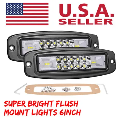 $27.89 • Buy 2X 6  Flush Mount LED Work Light Bar Spot Flood Rear Bumper Reverse Pods Driving