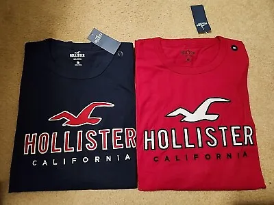 NWT Men Hollister Graphic Logo T-Shirt Tee Shirt Red Or Navy M L Or XL Or XXL • $22.99