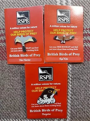 £19.99 • Buy Set Of 3 BRITISH BIRDS OF PREY RSPB Badges HEN HARRIER Peregrine RED KITE Bird