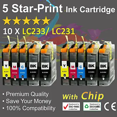 10 X Ink Cartridges For Brother LC233 DCP-J4120DW MFC-J4620DW MFC-J5720DW Print • $32.99