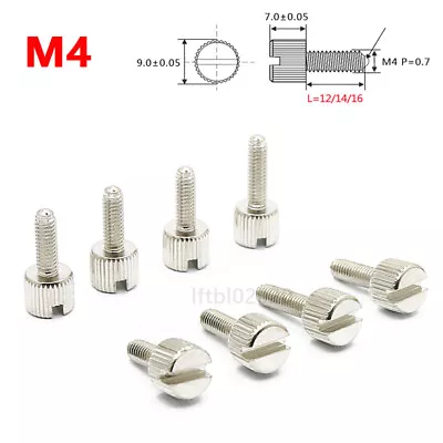 M4 Carbon Steel Slotted Knurled Thumb Screw Spring Hand Grip Knob Bolt Ni-Plated • $2.65