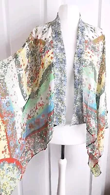 Vismaya Stunning Bohemian Chiffon Floral Festival Lagenlook Kimono One Size • $39.84