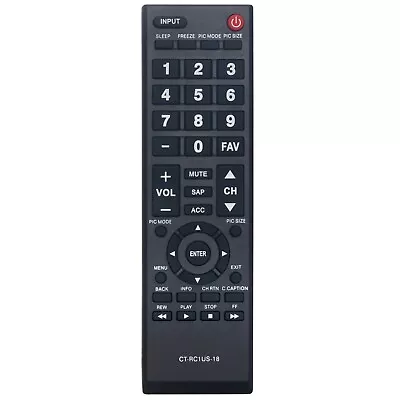 CT-RC1US-18 Replace Remote Control Fit For Toshiba LED TV 32L220U19  55L510U18 • $8.74
