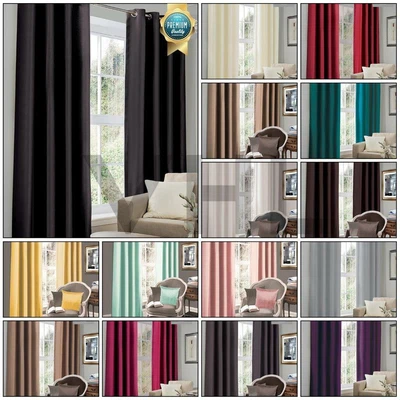 £23.99 • Buy THERMAL BLACKOUT CURTAINS Ready Made Eyelet Ring Top + Tie Backs Pair 15 Colours