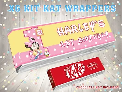 £1.20 • Buy PERSONALISED MINNIE MOUSE 1ST BIRTHDAY Kit Kat Label / Wrappers Ideal Party Bag 
