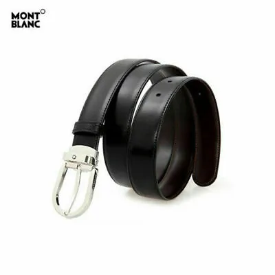 MONT BLANC 38157 Men's Natural Cowhide Leather Solid Brass Reversible Belt • $199.99