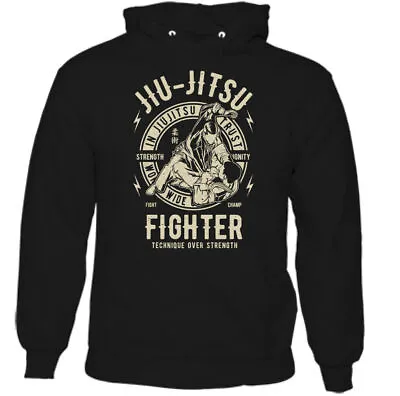 Jiu Jitsu Fighter Mens Martial Arts Hoodie Training Top Gym MMA Brazilian Fight • $30.48