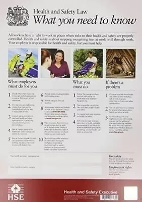£10.31 • Buy HSE Health And Safety Law Poster A3 FWC30/A3: What You Need To Know