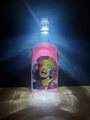 Marilyn Monroe Handmade OOAK Liquor Bottle Accent Lamp Rechargeable  • $25