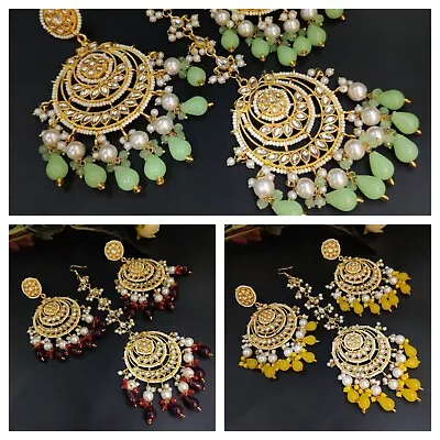 Ethnic Fashion Kundan Women Wedding Earrings Mang Tikka Bollywood Indian Jewelry • $18.14