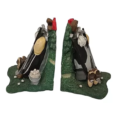 Large Golf Bag Green Bookends Diorama Clubs Balls Shoes Hat Gloves 1st Hole Flag • $24.99