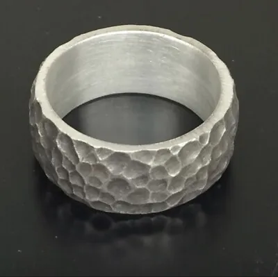 Mjg Sterling Silver Wedding Ring Band. Hammer Finish. Oxidized. Sz 10 1/2 • $79.86