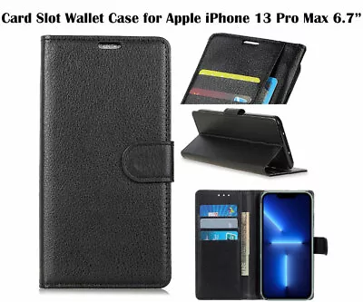 For Apple IPhone 13  Pro Max  6.7   Screen Protector/Flip Card Slot Wallet Case • $8.99