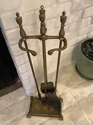 Vintage Fireplace Tool Set Brass Handles Base 3 Tools • $49.99