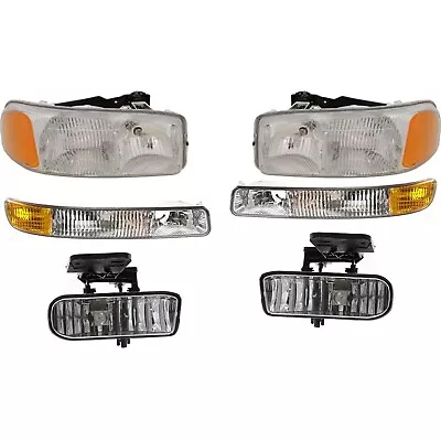 Headlight Fog Lights & Parking Lights Kit For 99-02 GMC Sierra 1500 00-06 Yukon • $115.53