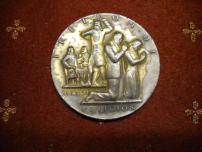 Rare 1943 Four Freedoms Medal Medallic Art Co #28 Sterling Silver • $40