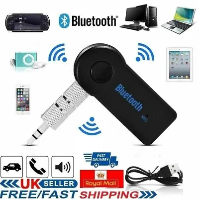 Wireless Bluetooth 3.5mm Aux Audio Stereo Music Car Adapter Receiver With Mic • £3.35