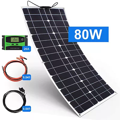 80W Monocrystalline Flexible Solar Panel Kit For RV/Camping/Marine/Home/Garden • $55.99