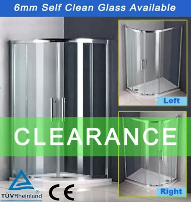 Offset WalkIn Quadrant Shower Enclosure Corner Cubicle Glass Door+Tray+Riser Kit • £135