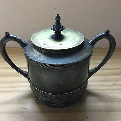 Vintage Antique 1900s Meriden Silver Quadruple Plate Covered Sugar Bowl Jar 6 H • $59.99