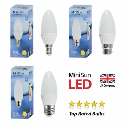 Frosted Candle Bulb LED Lamp Screw Bayonet B10 Lightbulb Energy Saving Lighting • £2.39