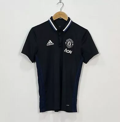 Manchester United Adidas Polo Shirt Men’s Size M Black Football Soccer Top... • $31.62