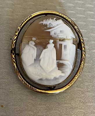 Antique Victorian Sisters Cameo Swivel Flip Reversible Hair Mourning Brooch 19C • $175