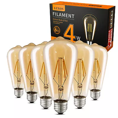 LED Edison Bulb Dimmable Amber Antique Vintage Style Filament Light Bulbs 6-Pack • $24.99