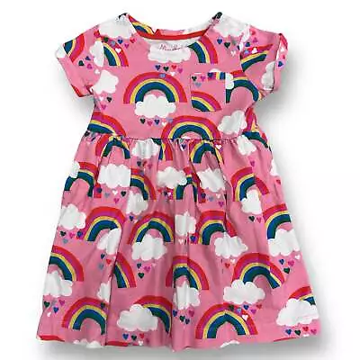 Girls Mini Boden Size 4/5 Pink Rainbow Print Short Sleeve Dress • $15.99