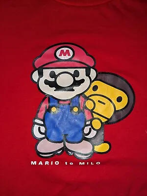 Vintage A BATHING APE Baby Milo Super Mario × Collab T-Shirt Men's Size Large • $70
