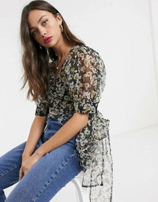 $20 • Buy ASOS Wrap Floral Organza Top Size UK 16