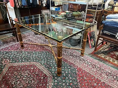 Mcguire Glass And Bamboo Dining Table • $1095