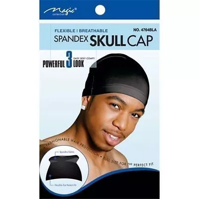 Magic Collection Spandex SKULL Cap Flexible Breathable Item# 4764BLK *MENS* • £3.79