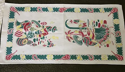 Vtg Kitchen Tea Towel ~  Mexican Theme ~ 14”x 28” ~ Dancers Sombrero Pots Guitar • $8.49