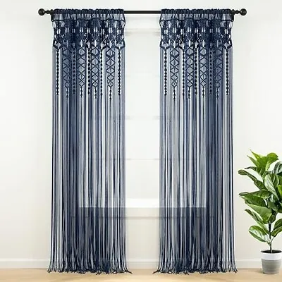 Lush Decor Boho Macrame Textured Cotton Window Curtain/Room Divider/Doorway/Wall • $44.99