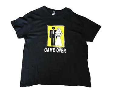 Game Over Black & Yellow Graphic Print Wedding Day Tshirt By Roly XXL • £18