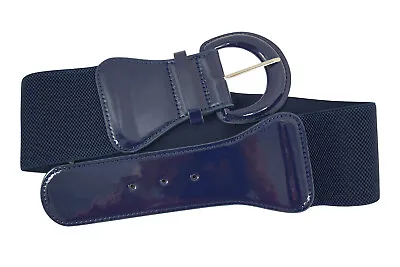 Dancing Days Retro Vintage Style Corinne Navy Chunky Buckle Wide Elastic Belt  • $15.16