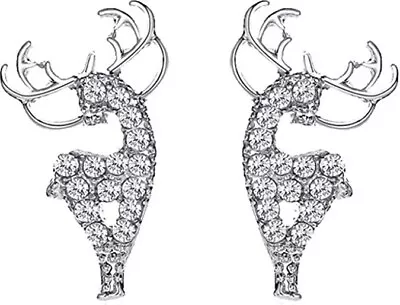 Rhinestone Christmas Holiday Reindeer Elk Stud Earrings Women's Fashion Jewelry • $12.95