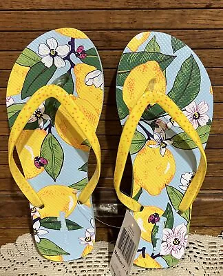 Vera Bradley Women's Flip Flop Lemon Grove Print Medium (7-8) NWT • $13.99