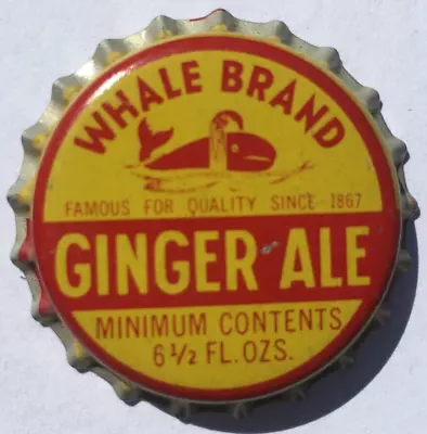 Whale Brand Ginger Ale Soda Bottle Cap; Minneapolis Minn.; Uncrimped Cork Crown • $2.95