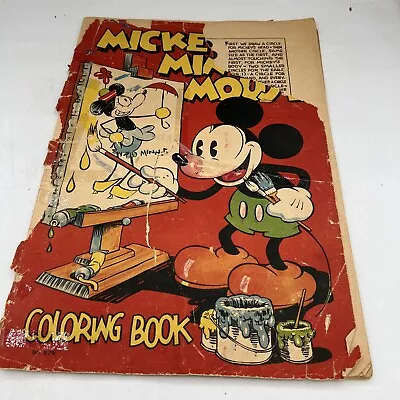 Vintage Antique Mickey And Minnie Mouse Coloring Book • $14